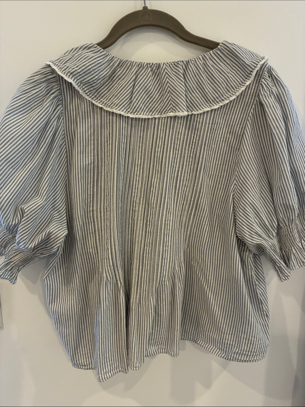 Doen Blue & White Striped Henri Ruffle Blouse - Picture 4 of 4